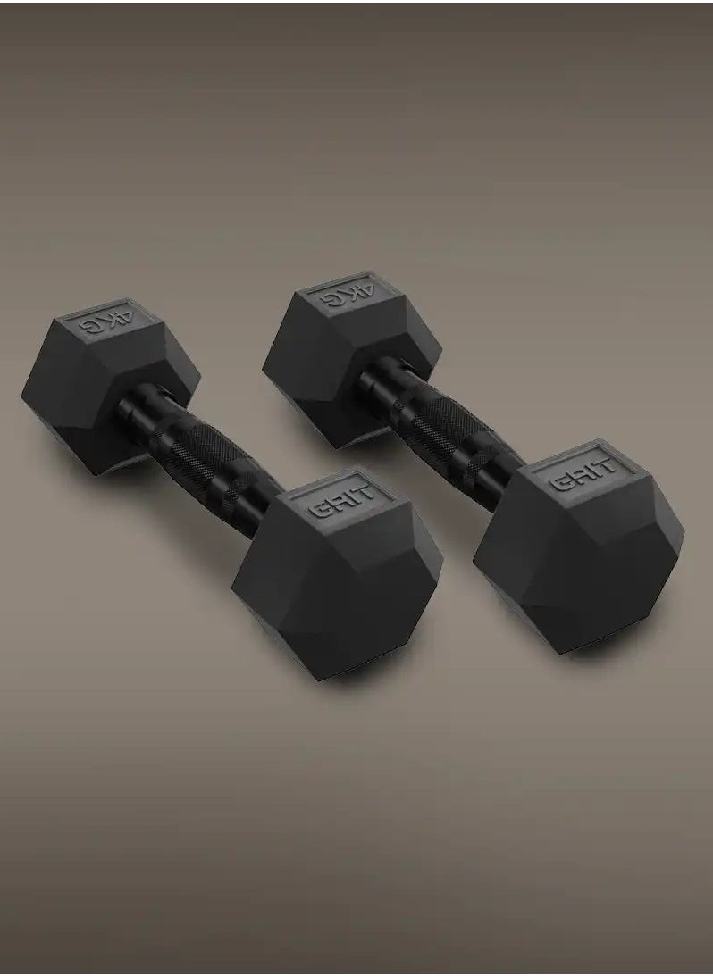 GRIT GRIT Hex Black Dumbbells - 4 kg Pair  - Image 1