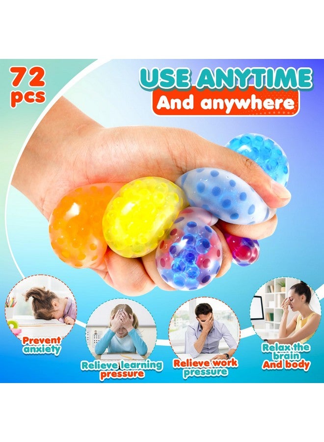Lemostaar Squishy Stress Balls Fidget Toys - 72 Pack Squishy Toys Stress Ball for Anxiety, Fidget Stress Toys Bulk, Squeeze Balls for Adult with ADHD, Autism - Fidgets for Classroom Prize Box Toys - Image 3