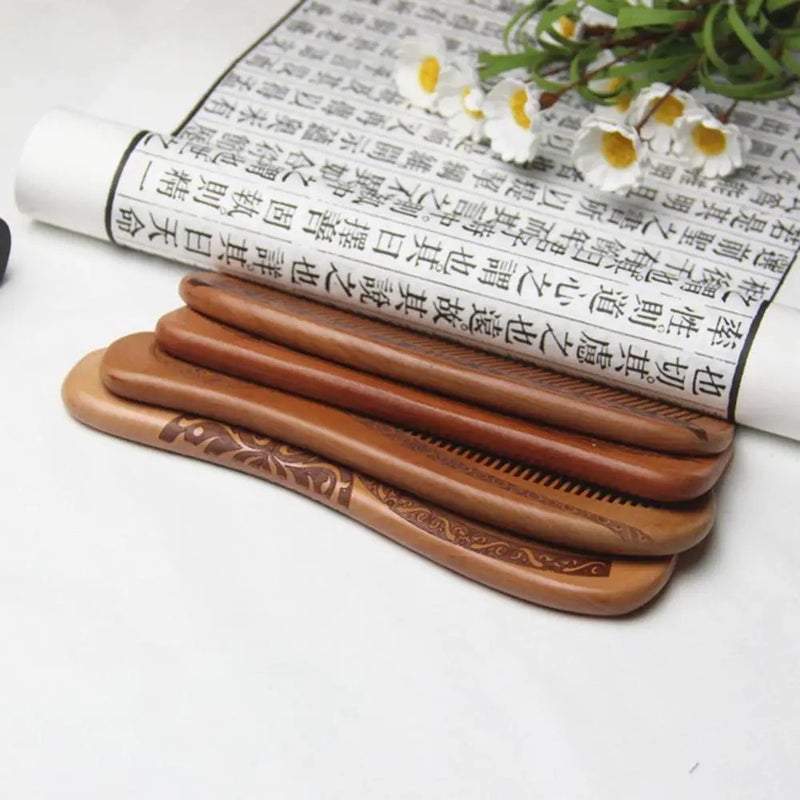 Y&D Natural Peach Wood Comb - Anti-Static Close Teeth Head Massage Hair Care Wooden Brush - Image 4