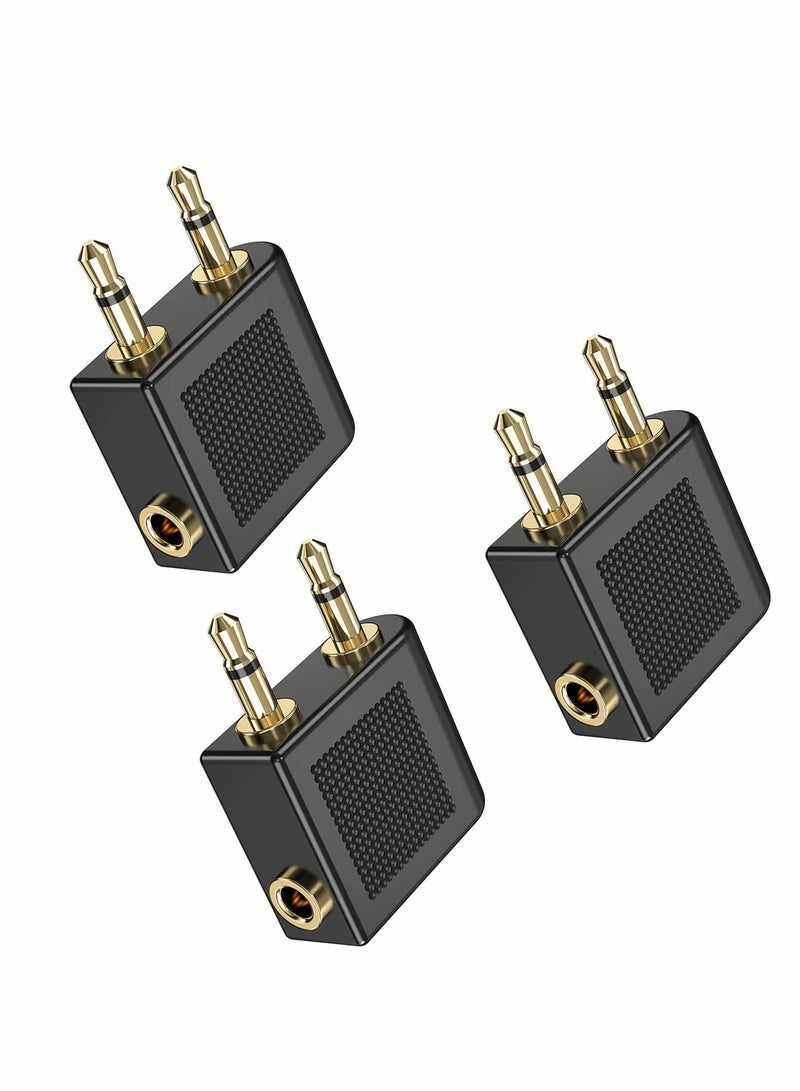KASTWAVE Airplane Headphone Adapter, 3 Pcs Gold Plated 3.5mm Male to 3.5mm Female Stereo Aux Jack Headphone Adapter Compatible with More Headphones - Image 1