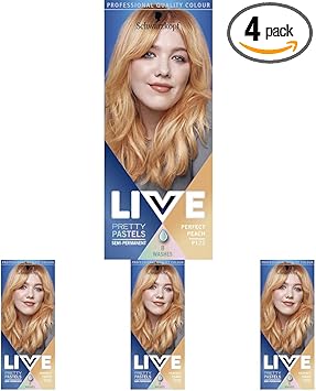 Live Schwarzkopf LIVE Pretty Pastels Semipermanent Peach Copper Hair Dye Lasts Up To 8 Washes Perfect Peach P122 Pack of 4 - Image 1