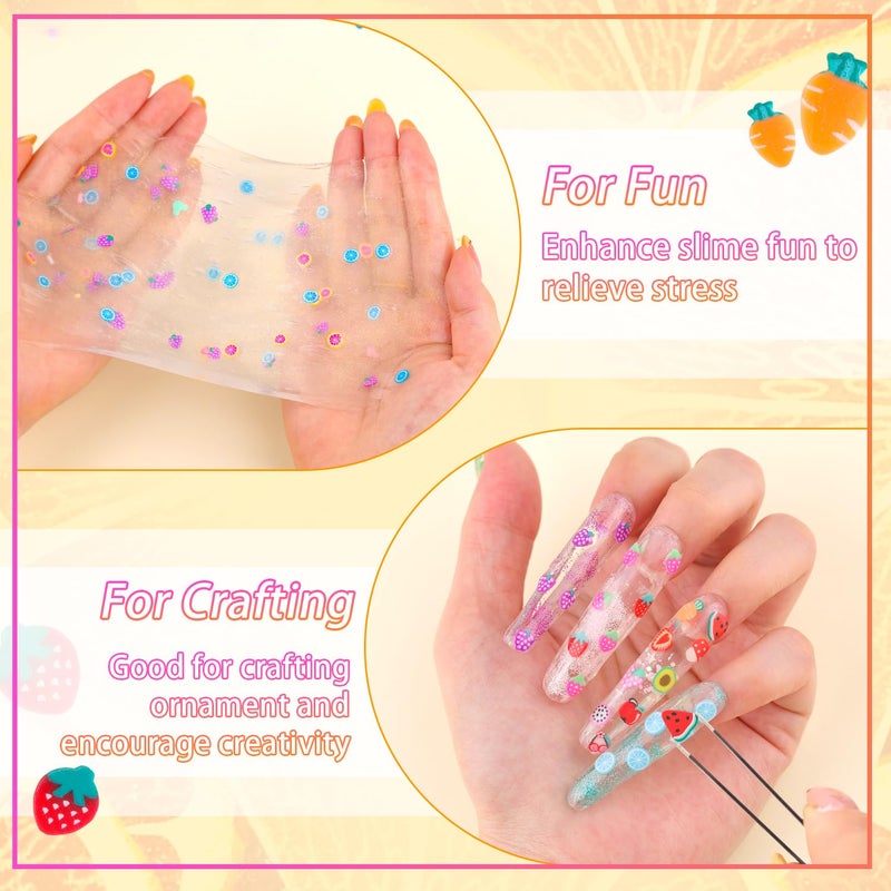 TINKRSTUFF 24-Grid TINKRSTUFF Fruit Slice Polymer Clay Slime Add Ins for Nail Art Fimo, Fake Sprinkles Scrapbooking Embellishments & Lip Gloss, Bulk Slime Mix Ins Assorted Fruits Accessories for DIY Crafting - Image 5