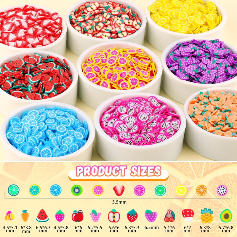 TINKRSTUFF 24-Grid TINKRSTUFF Fruit Slice Polymer Clay Slime Add Ins for Nail Art Fimo, Fake Sprinkles Scrapbooking Embellishments & Lip Gloss, Bulk Slime Mix Ins Assorted Fruits Accessories for DIY Crafting - Image 3