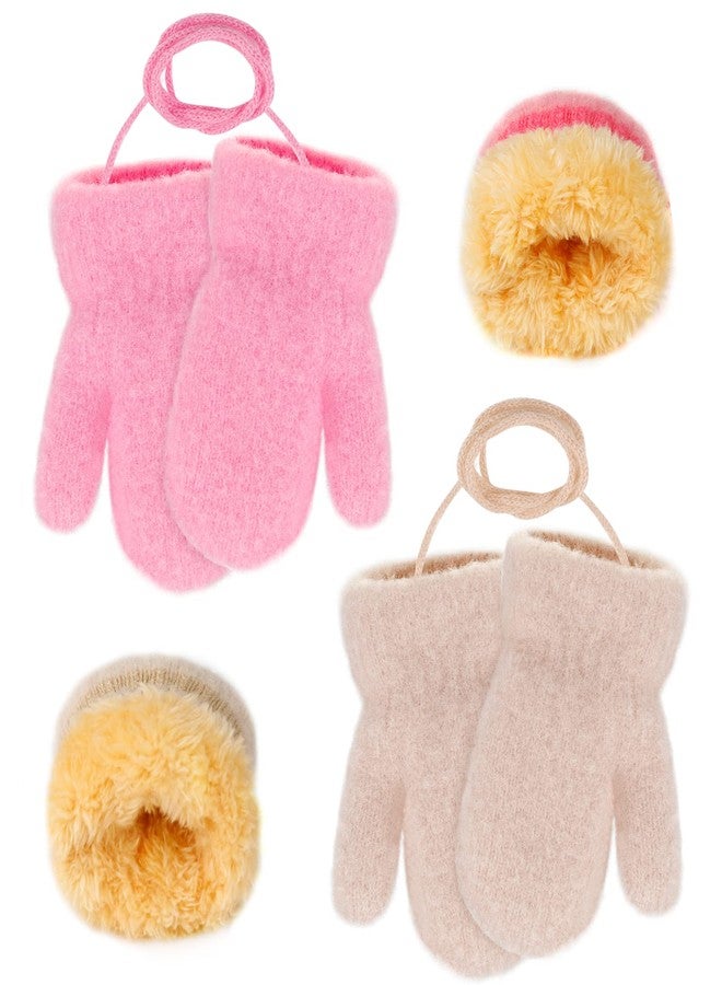 ONESING 2 Pair Toddler Mittens Baby Mittens Fluffy Lining Toddler Gloves Warm Gloves Winter Gloves for Girls Boys - Image 1