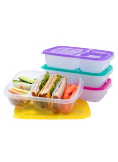 Bentgo Bentgo Easyboxes - Original Stackable Lunch Boxes - Reusable 3-Compartment Food Containers for Kids and Adults - Bento Lunch Box for Meal Prep, School, & Work - BPA Free, Set of 4 (Brights)  - Image 1