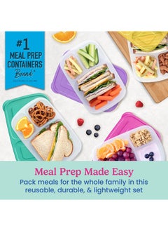 Bentgo Bentgo Easyboxes - Original Stackable Lunch Boxes - Reusable 3-Compartment Food Containers for Kids and Adults - Bento Lunch Box for Meal Prep, School, & Work - BPA Free, Set of 4 (Brights)  - Image 2
