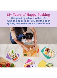 Bentgo Bentgo Easyboxes - Original Stackable Lunch Boxes - Reusable 3-Compartment Food Containers for Kids and Adults - Bento Lunch Box for Meal Prep, School, & Work - BPA Free, Set of 4 (Brights)  - Image 3