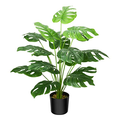 Guheake 28" Fake Plants Large, Artificial Floor Faux Monstera Plant with Planter for Home Office Decor Indoor - Image 1
