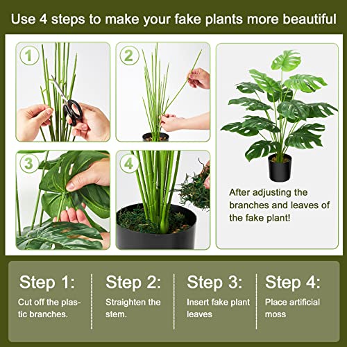 Guheake 28" Fake Plants Large, Artificial Floor Faux Monstera Plant with Planter for Home Office Decor Indoor - Image 3