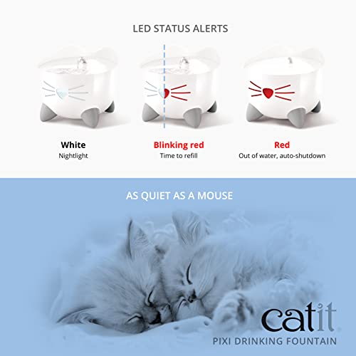 Catit PIXI - Cat Drinking Fountain||Running Water Fountain|| Automatic Water Bowl for Cats||with Multiple Drinking Options|| Triple Action Filter (Pink) - Image 5