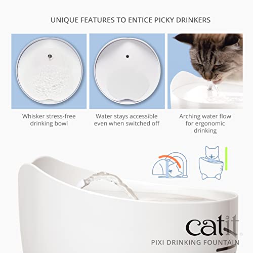 Catit PIXI - Cat Drinking Fountain||Running Water Fountain|| Automatic Water Bowl for Cats||with Multiple Drinking Options|| Triple Action Filter (Pink) - Image 4