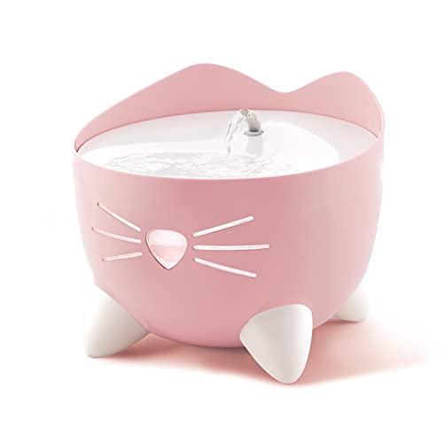 Catit PIXI - Cat Drinking Fountain||Running Water Fountain|| Automatic Water Bowl for Cats||with Multiple Drinking Options|| Triple Action Filter (Pink) - Image 1