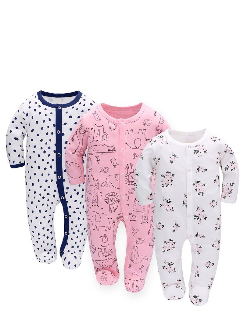 Miracle Baby - 3 PCS Clothing sets Newborn Baby Rompers 100% Cotton Baby onesies Kids pajamas Toddler Girl Clothes - Image 1