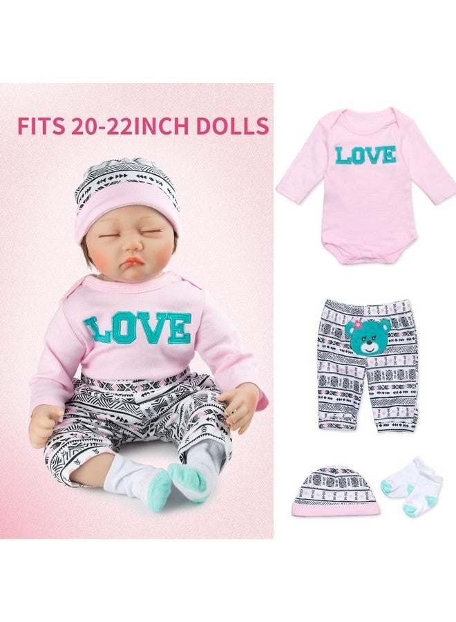 Pedolltree Reborn Baby Girl Doll Clothes Pink Outfits Accesories 8 Pcs Set with Backpack&Diaper for 17-22 Inch Reborn Doll Newborn Girl - Image 4