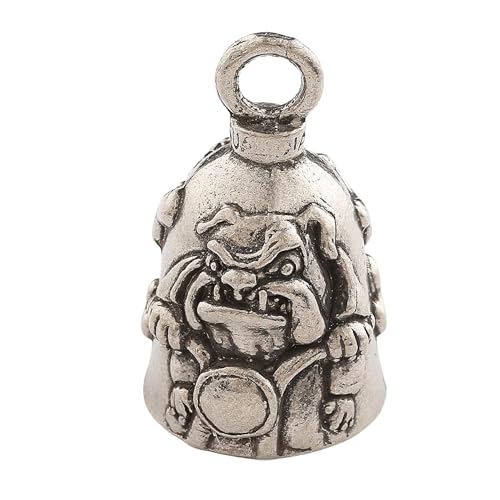Guardian Bell Bulldog Biker Good Luck Bell w/Keyring & Black Velvet Gift Bag | Motorcycle Bell | Lead-Free Pewter | Good Luck Gift | Made in USA - Image 1