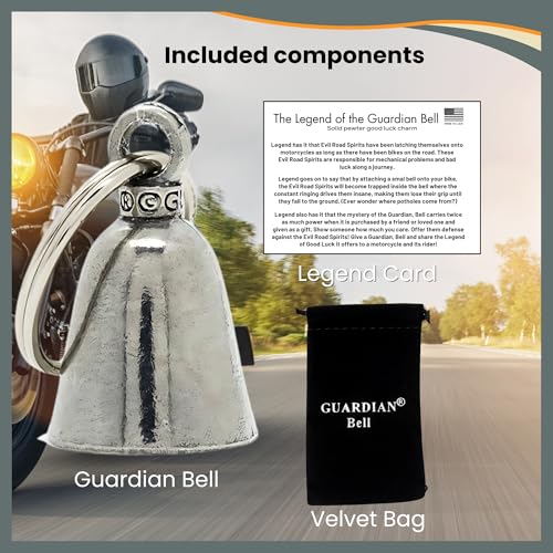 Guardian Bell Bulldog Biker Good Luck Bell w/Keyring & Black Velvet Gift Bag | Motorcycle Bell | Lead-Free Pewter | Good Luck Gift | Made in USA - Image 5