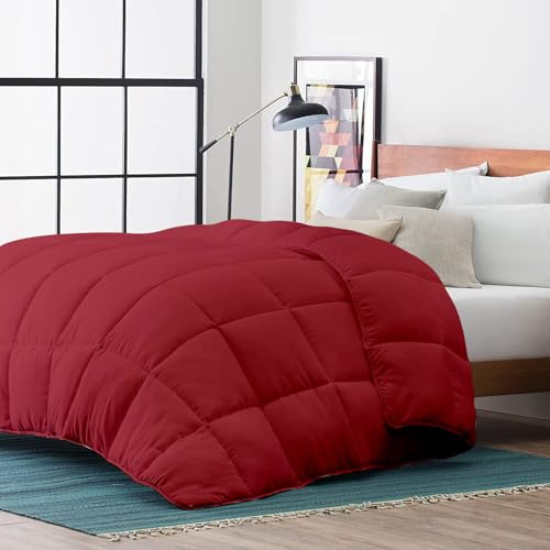 Razzai All-Season Comforter 220 GSM | Super Soft Fluffy & Lightweight Comforter Double Bed Comforter (90" x 90" Inches/228cm x 228cm) - Queen Size - Burgundy - Image 2