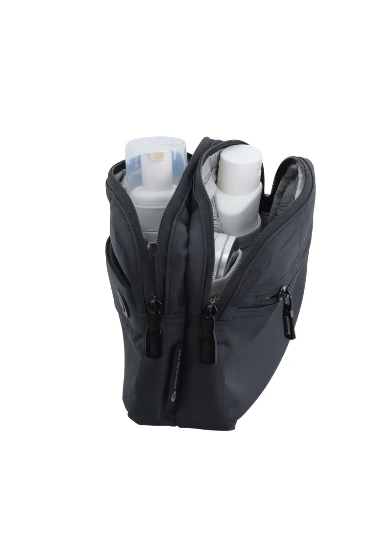 Discovery Black Downtown Travel Toiletry Bag – Eco Recycled Dopp Kit with Multi-Compartment Zipper Organizer & Side Handle | Travel, Gym & Daily Grooming  | Best Price UAE