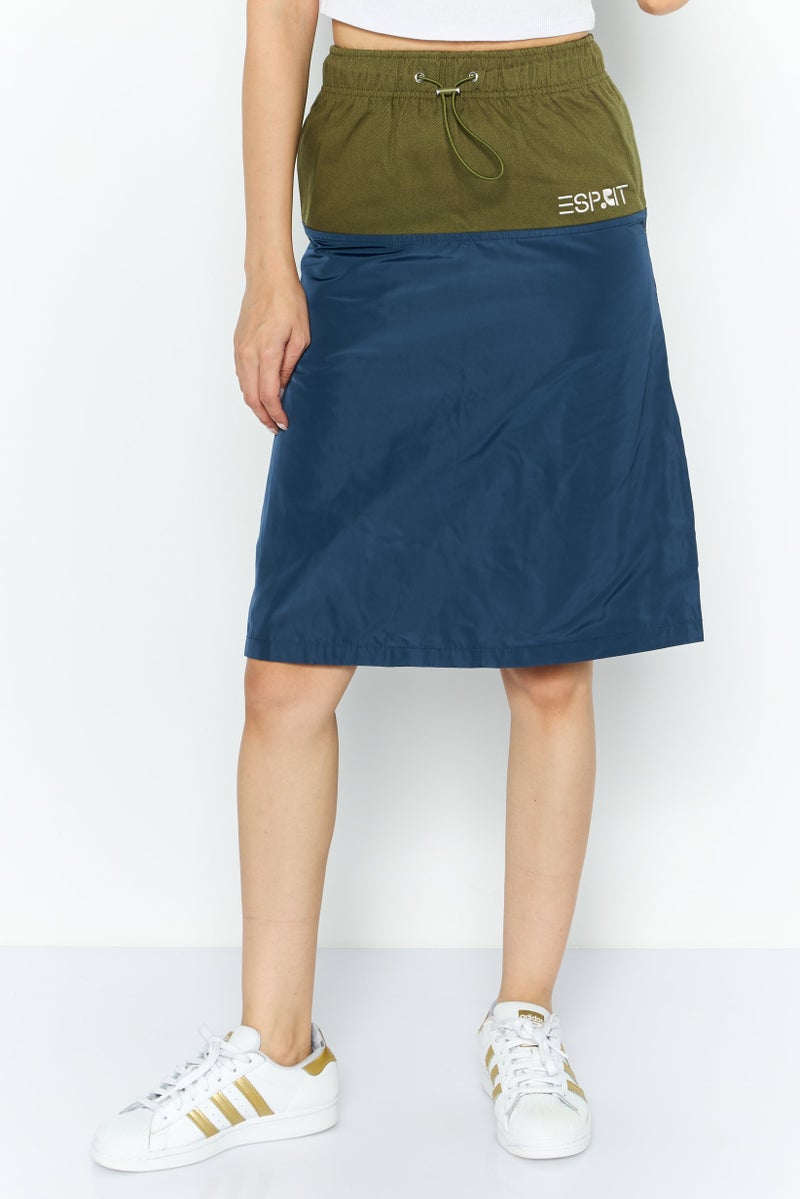 ESPRIT Women Brand Logo Midi Skirts, Olive - Image 1