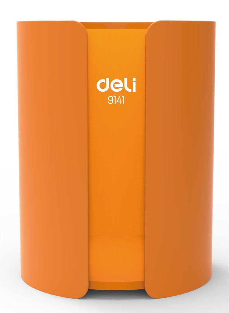 Deli E9141 Pen Holder - High-Quality PS Material, φ82×106mm, Assorted Colors (Blue/Green/Orange), Dual Color Design. - Image 1