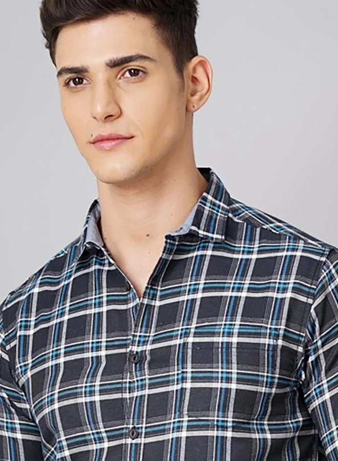 Take Two Men Checked Spread Collar Shirt By HardSoda