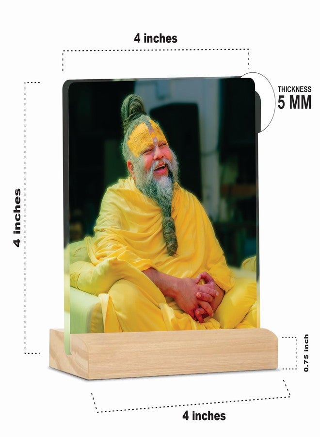 Giftplease Divine Desktop Photo Frame of Shri Premanand Maharaj Ji | Spiritual Table Stand with Wooden Base | Inspirational Religious Gift & Decor for Home, Office, GMP_07 - Image 4