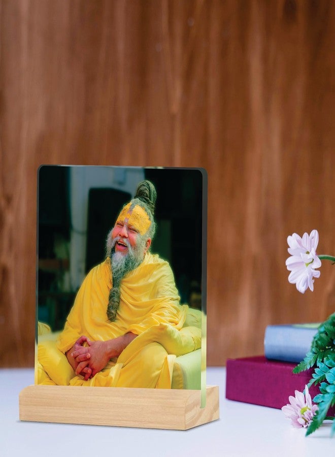 Giftplease Divine Desktop Photo Frame of Shri Premanand Maharaj Ji | Spiritual Table Stand with Wooden Base | Inspirational Religious Gift & Decor for Home, Office, GMP_07 - Image 2