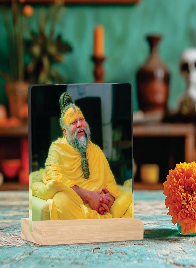 Giftplease Divine Desktop Photo Frame of Shri Premanand Maharaj Ji | Spiritual Table Stand with Wooden Base | Inspirational Religious Gift & Decor for Home, Office, GMP_07 - Image 3