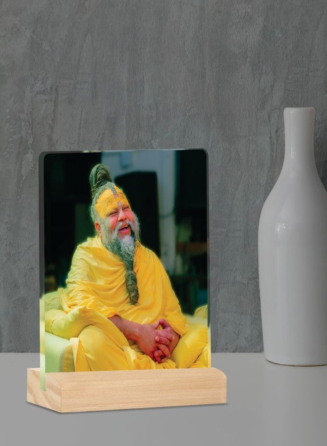 Giftplease Divine Desktop Photo Frame of Shri Premanand Maharaj Ji | Spiritual Table Stand with Wooden Base | Inspirational Religious Gift & Decor for Home, Office, GMP_07 - Image 5