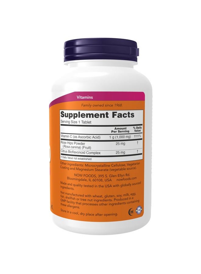 now NOW Supplements, Vitamin C-1,000 with Rose Hips & Bioflavonoids, Antioxidant Protection*, 250 Tablets  - Image 2