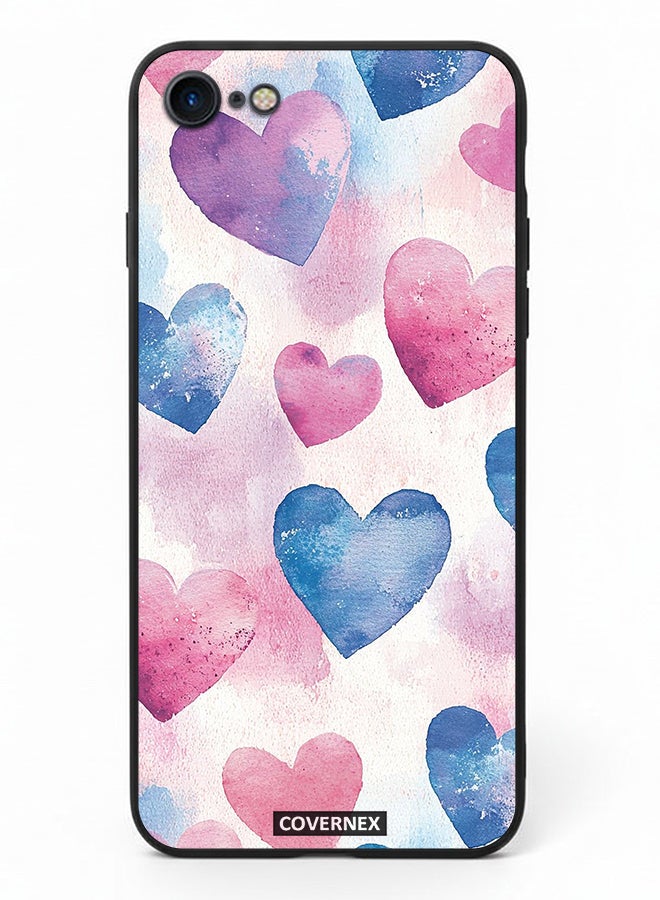 Covernex Apple iPhone SE 2020/2022 Protective Case Cover Printed Featuring Watercolor Soft Heart Pattern - Image 2