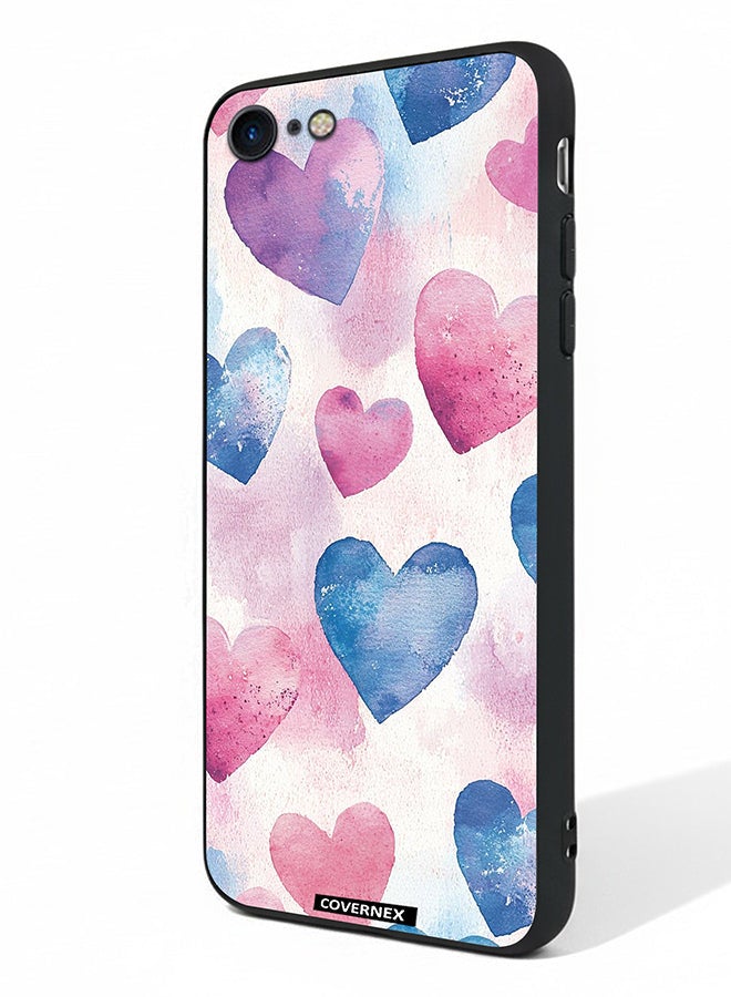 Covernex Apple iPhone SE 2020/2022 Protective Case Cover Printed Featuring Watercolor Soft Heart Pattern - Image 1