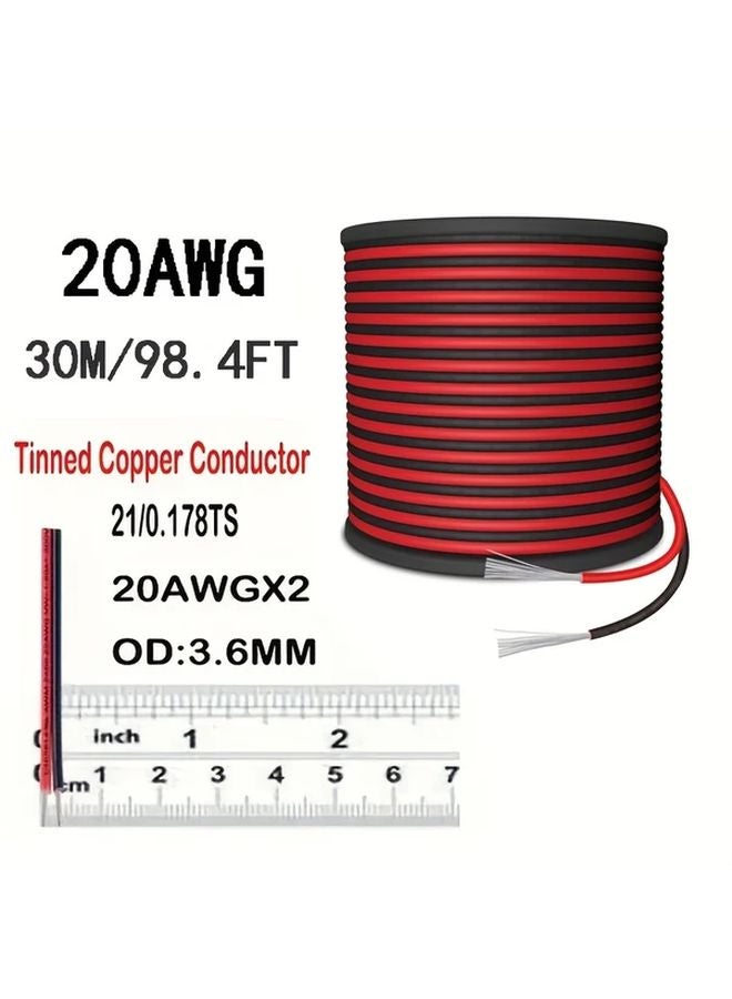 20AWG كابل PVC مرن ثنائي القلب متوازي أسلاك نحاسية مطلية خالية من الأكسجين لحبل طاقة LED - Image 1