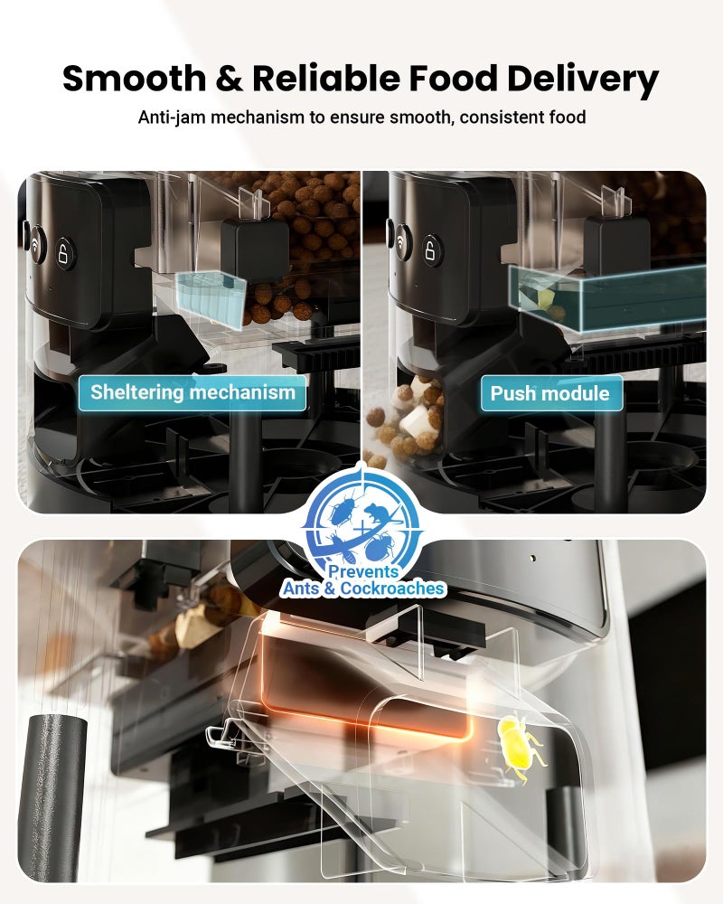 Vacqueen Automatic Cat Feeder for 3 Cats, 6L/25 Cup Cat Food Dispenser with Strong Anti-Jam System, Dual-Effect Desiccant, Smart WiFi App Control Pet Feeder, Automatic Dog Feeder, Gifts for Christmas - Image 3