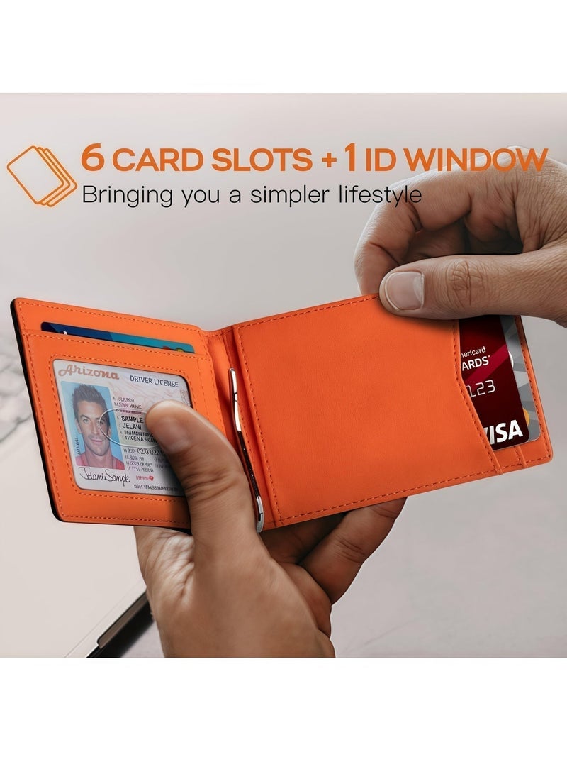 Men's Wallet - RFID Blocking Compact Wallet - Solid Color Wallet, PU Wallet, Scratch-Resistant, Secure and Reliable - Image 5