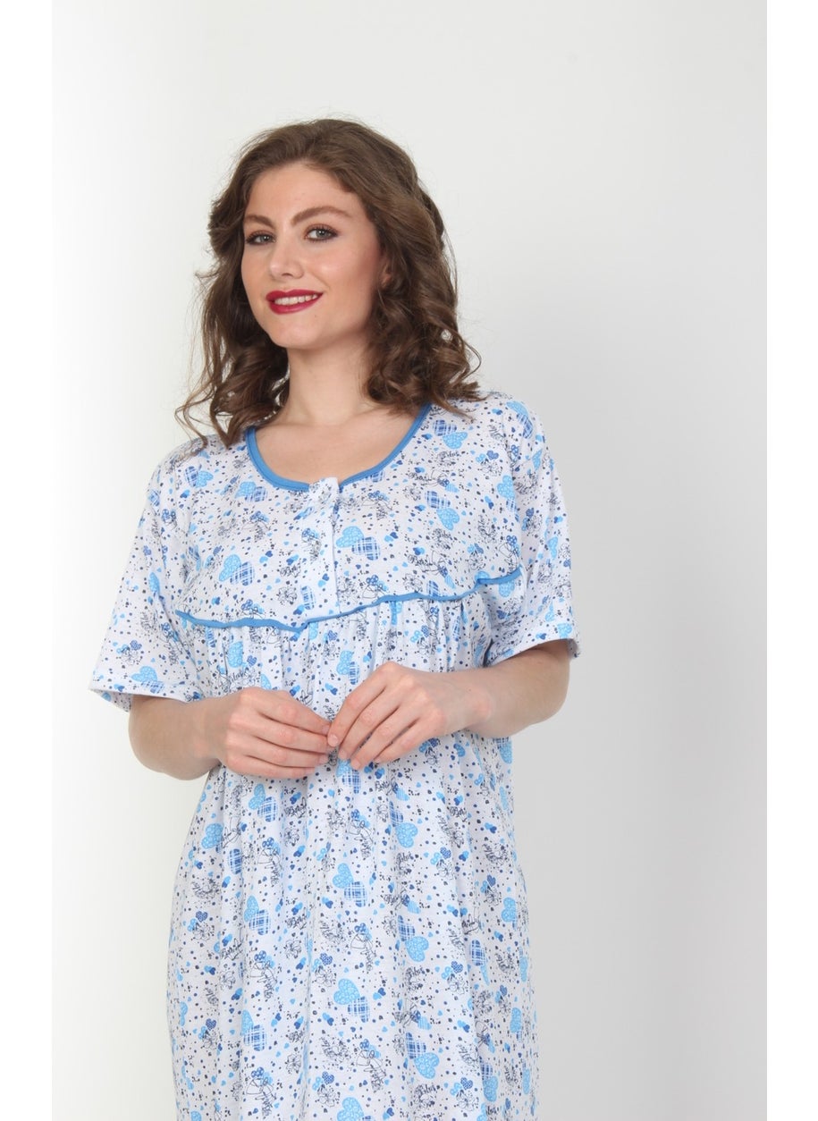 Seva - Mother's Nightgown Short Sleeve Battal Comfortable Fit Nightgown - Image 1