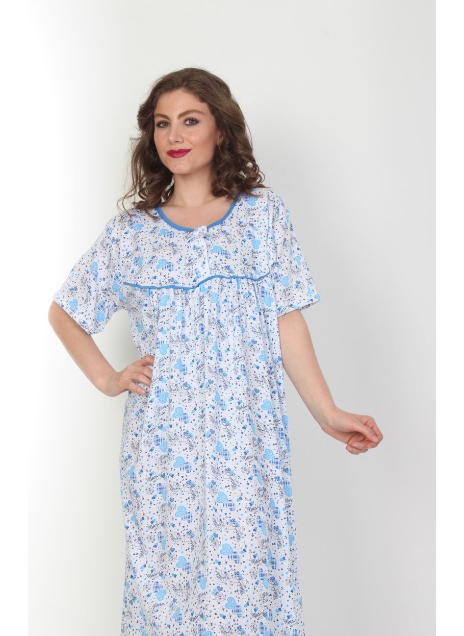 Seva - Mother's Nightgown Short Sleeve Battal Comfortable Fit Nightgown - Image 1