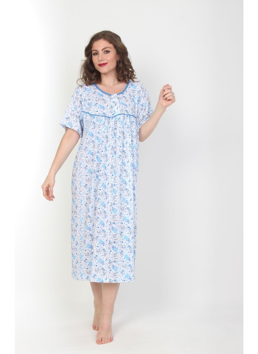 Seva - Mother's Nightgown Short Sleeve Battal Comfortable Fit Nightgown - Image 1
