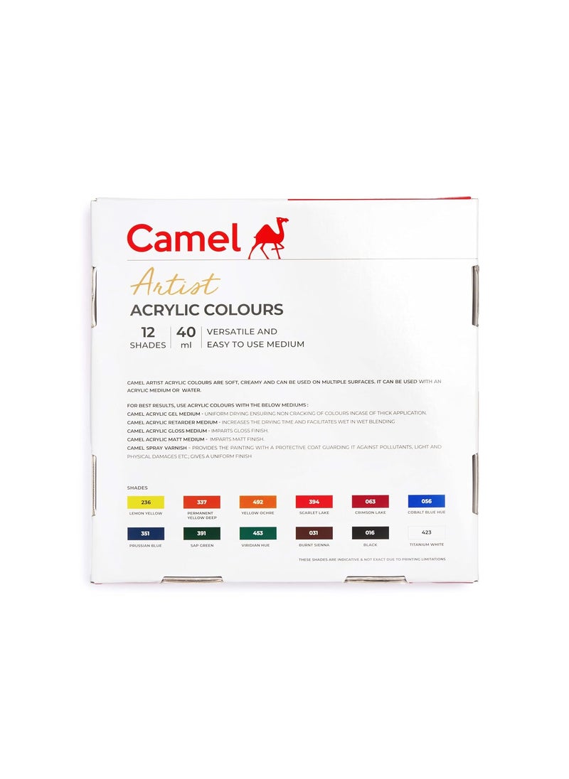 camel Camel Artist 40ml Acrylic Color Shade - 12 Shades (Multicolor)  - Image 3
