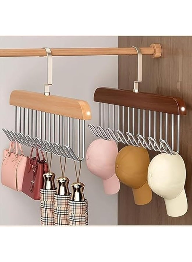 3 Pack Wooden Multi-Hook Hanger for Closet Organizer, Anti-Slip, 360° Rotating, U Shape, Sturdy, Space Saving, Perfect for Belts, Vests, Ties, Bras, Underwear, Hats, Scarves  - Image 3
