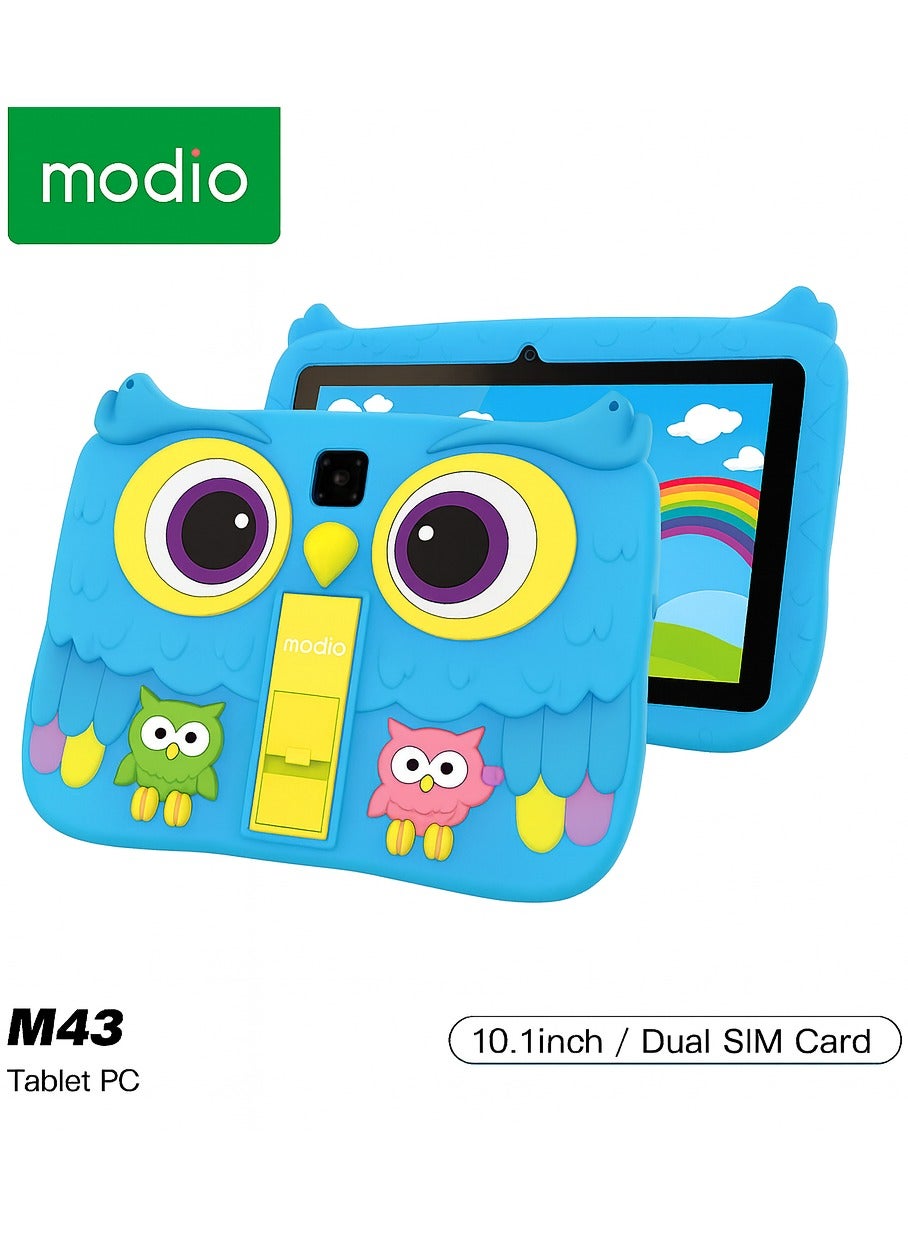 MODIO TAB Modio M43 Kids Tablet – 10.1" HD IPS Display | 8GB RAM + 512GB ROM | Dual SIM | 5MP Front + 8MP Rear Cameras | 8,000mAh Battery | Android OS | Owl Shockproof Case | Free Gifts Included | Colour: Blue