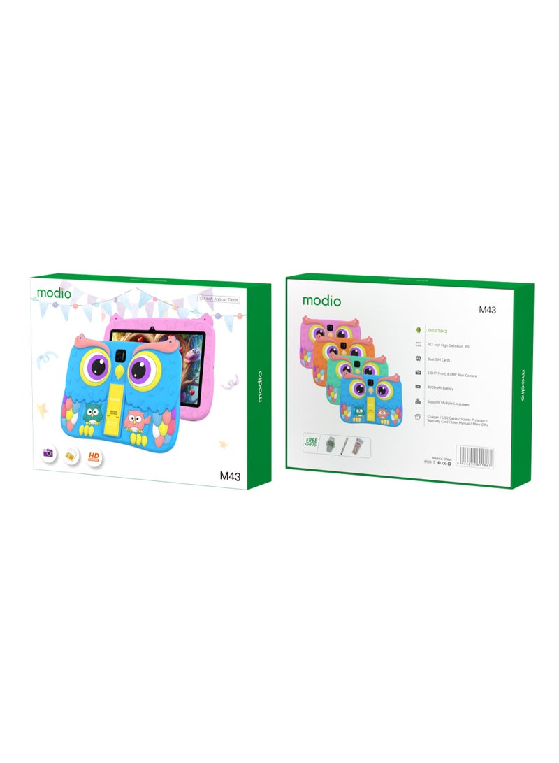 MODIO TAB Modio M43 Kids Tablet – 10.1" HD IPS Display | 8GB RAM + 512GB ROM | Dual SIM | 5MP Front + 8MP Rear Cameras | 8,000mAh Battery | Android OS | Owl Shockproof Case | Free Gifts Included | Colour: Blue - Image 3