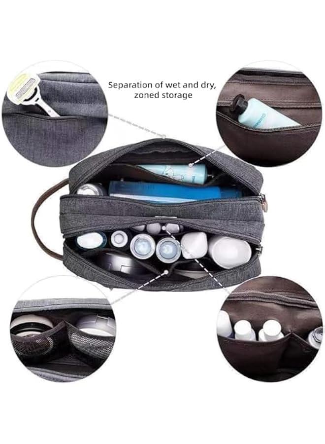 HOOKOR Toiletry Bag for Men, Large capacity waterproof Nylon Travel Toiletry Bag Dopp Kit (grey) - Image 3