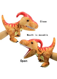 Y&D 4 Pieces Dinosaur Hand Puppets Set Jurassic World Stuffed Animal Soft Plush Toy Open Movable Mouth Finger Gift Birthday Gifts For Kids Creative Role Play  - Image 2