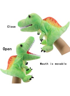 Y&D 4 Pieces Dinosaur Hand Puppets Set Jurassic World Stuffed Animal Soft Plush Toy Open Movable Mouth Finger Gift Birthday Gifts For Kids Creative Role Play  - Image 3