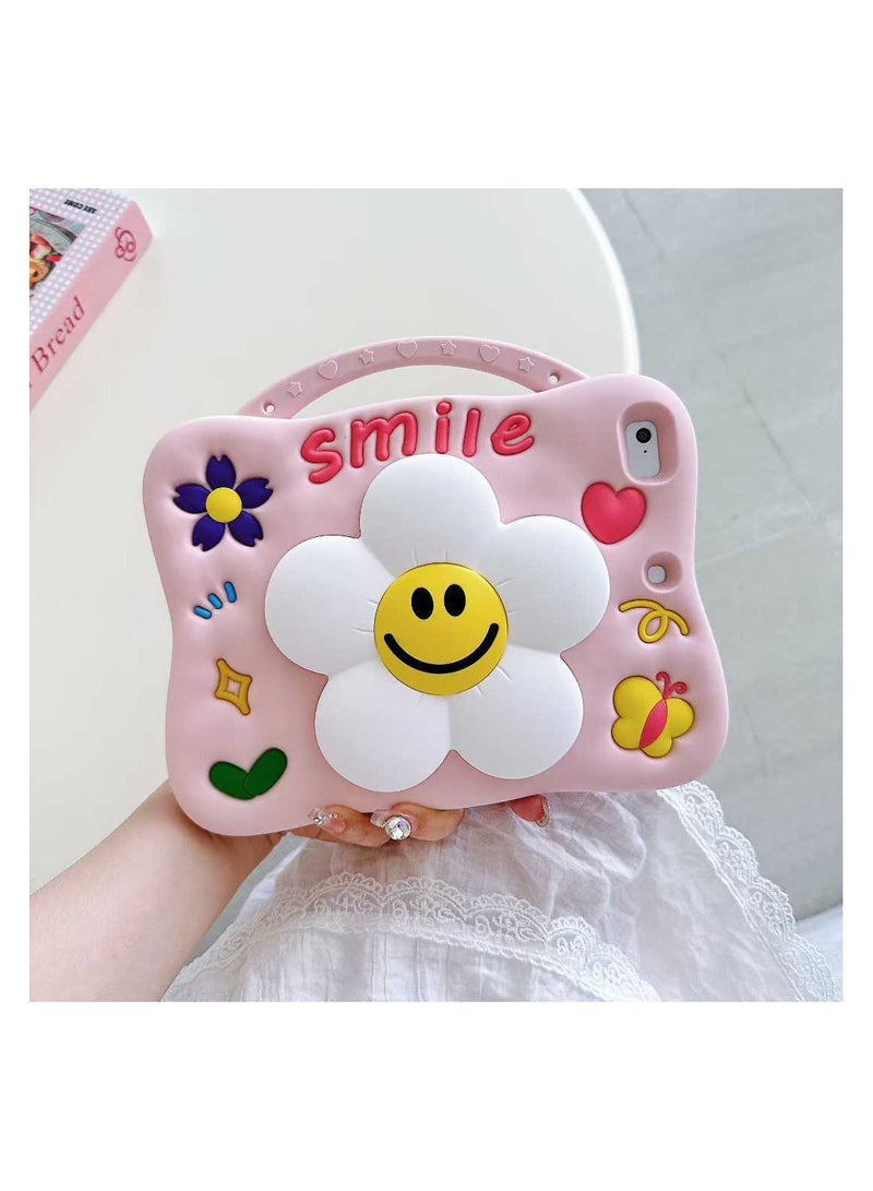 general For Samsung A9 X110/X115 8.7 inch a cartoonish flower with a smiley face Handheld with Pen Slot Drop-proof Thickened Silicone Case - Image 1