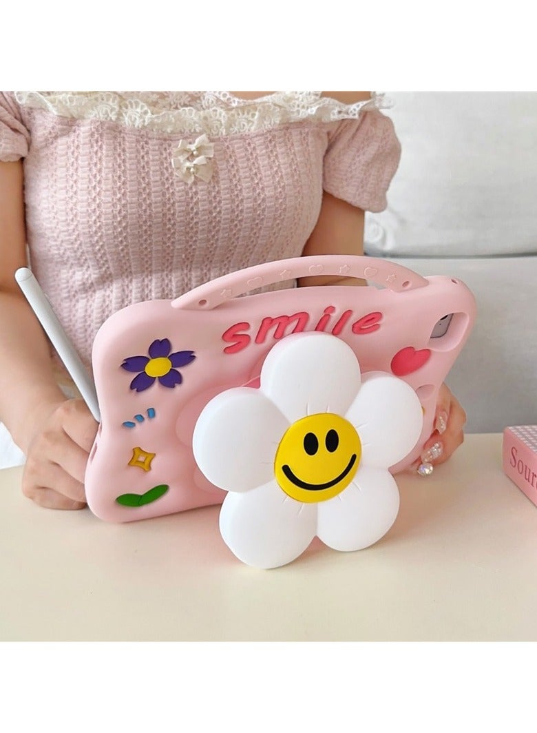 general For Samsung A9 X110/X115 8.7 inch a cartoonish flower with a smiley face Handheld with Pen Slot Drop-proof Thickened Silicone Case - Image 3