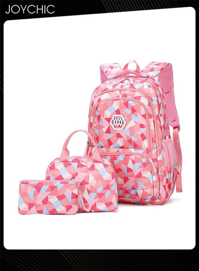 Joychic مجموعة من 3 قطع من حقائب الظهر الملونة للطلاب، حقيبة مدرسية قابلة للتنفس وقابلة للحمل مع حقيبة غداء لطلاب المرحلة الإعدادية والمتوسطية - Image 1
