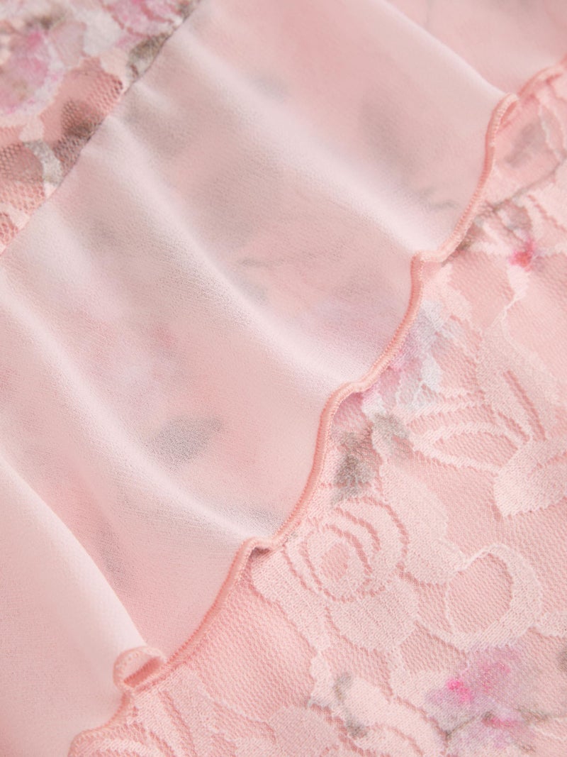 CIDER Women's Floral Mini Dress Ruffle Cowl Neck Cute Summer Dresses Wedding Guest Dress Trendy Date Vacation Outfits: Pink, S - Image 3