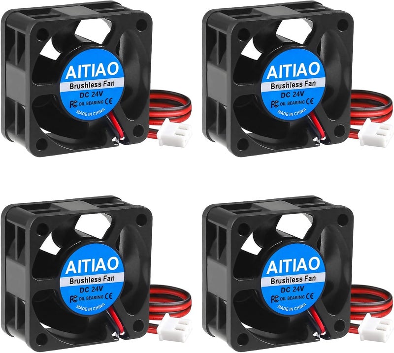 AITIAO 4Pcs 40mm Brushless Cooling Fan DC 24V 3D Printer Micro 24 Volt Quiet Fans 4020 Oil Bearing Fan Brushless Cooling Fan 40mmx20mm 2PIN - Image 1
